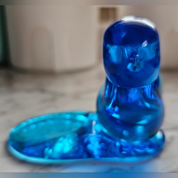 Vintage 1994 Leo Ward Signed Blue Bird Of Happiness Votive Holder Blue G… - Picture 1 of 8